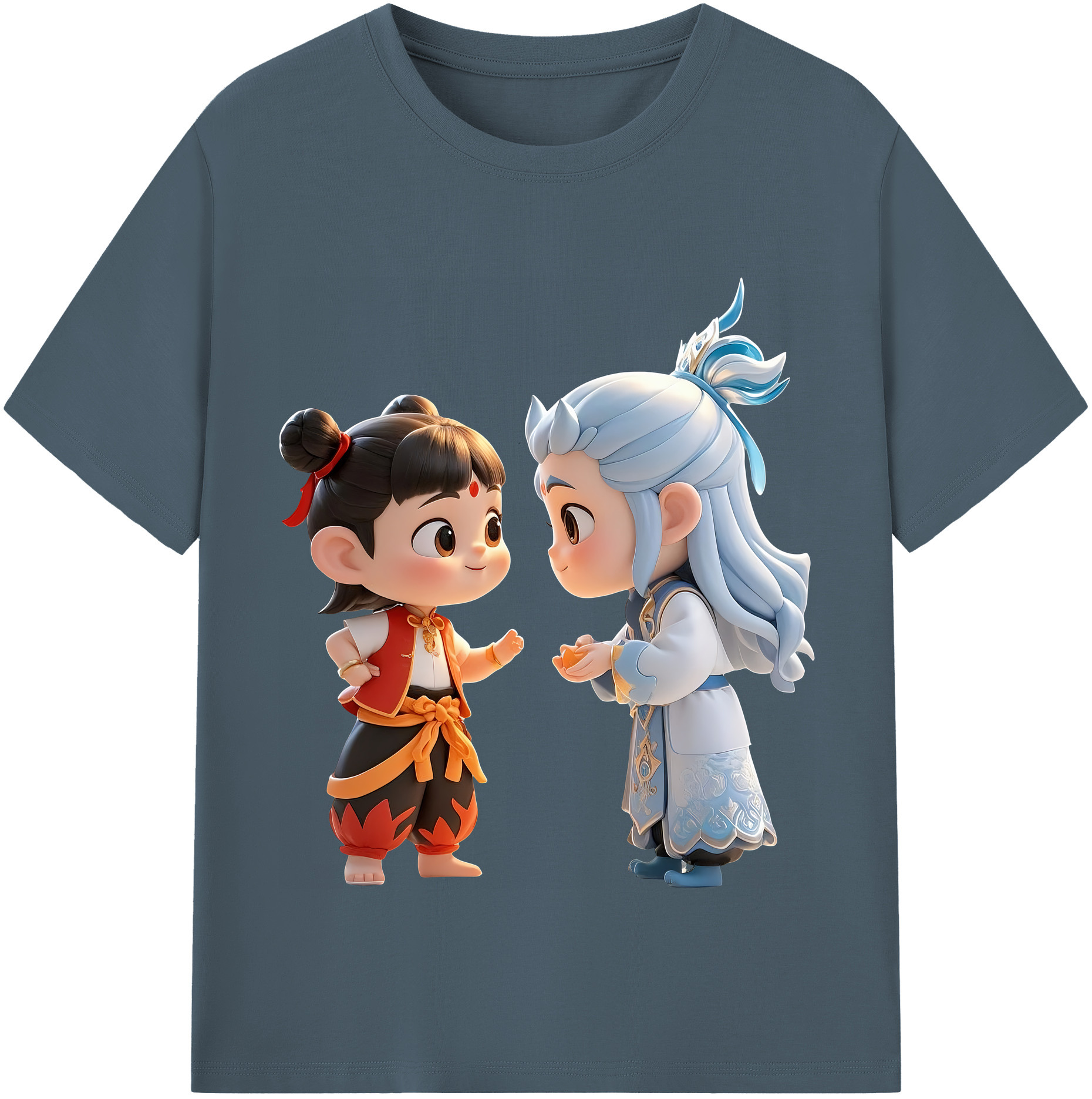 （画像用） Ne Zha 2 ナタ 魔童の大暴れ 綿100％半袖Tシャツ（フロントプリント）